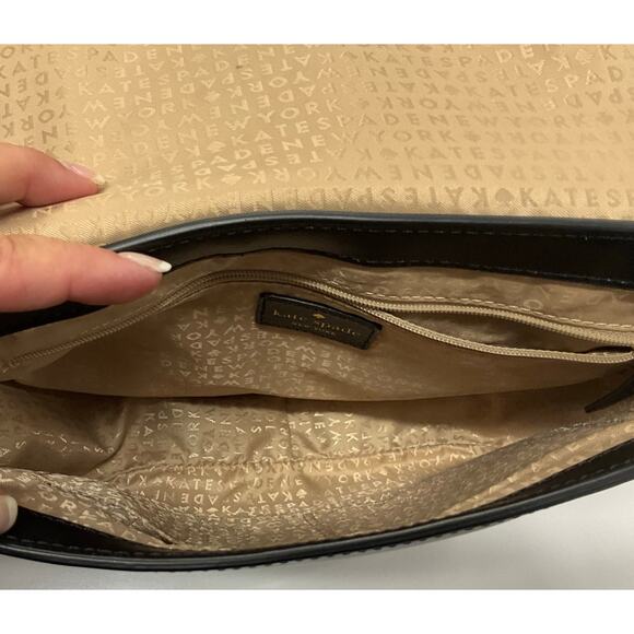 Kate Spade New York Crossbody Saddle Bag Purse Black and Pick Contrast Leather - Picture 10 of 12